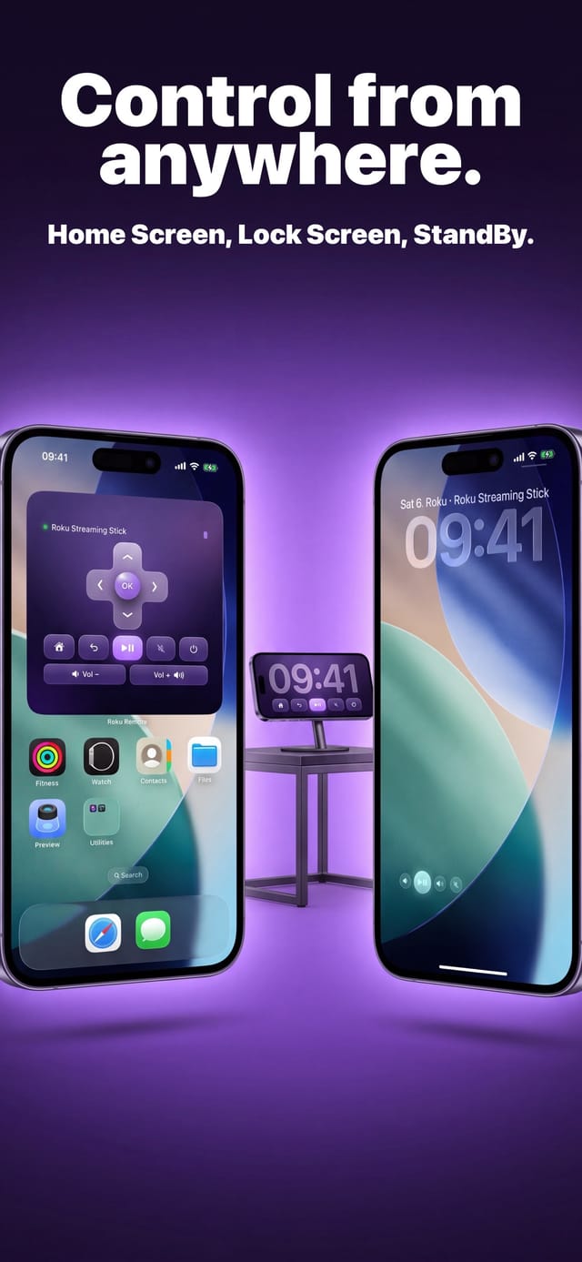 Roku remote widgets on the iPhone Lock Screen