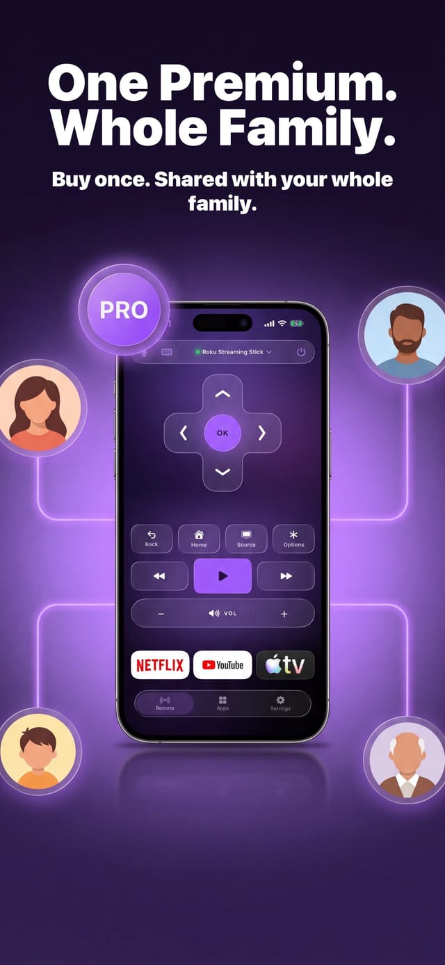 A family using the Roku remote app at home